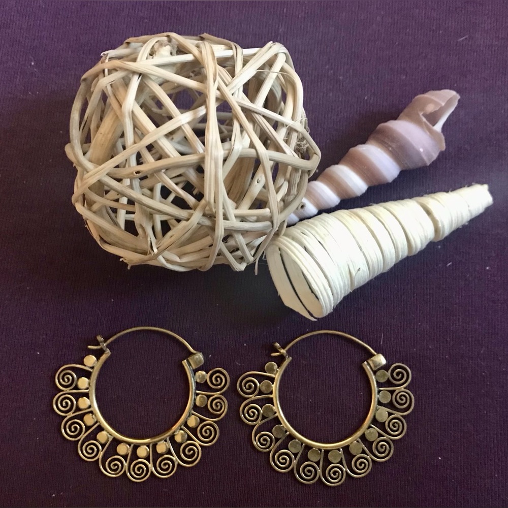 HAND CRAFTED BRASS BOHO HOOP EARRINGS